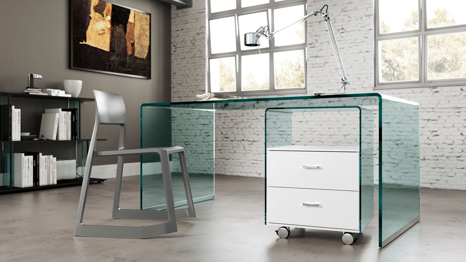 ガラスのデザインデスク：FIAM Italia の Rialto