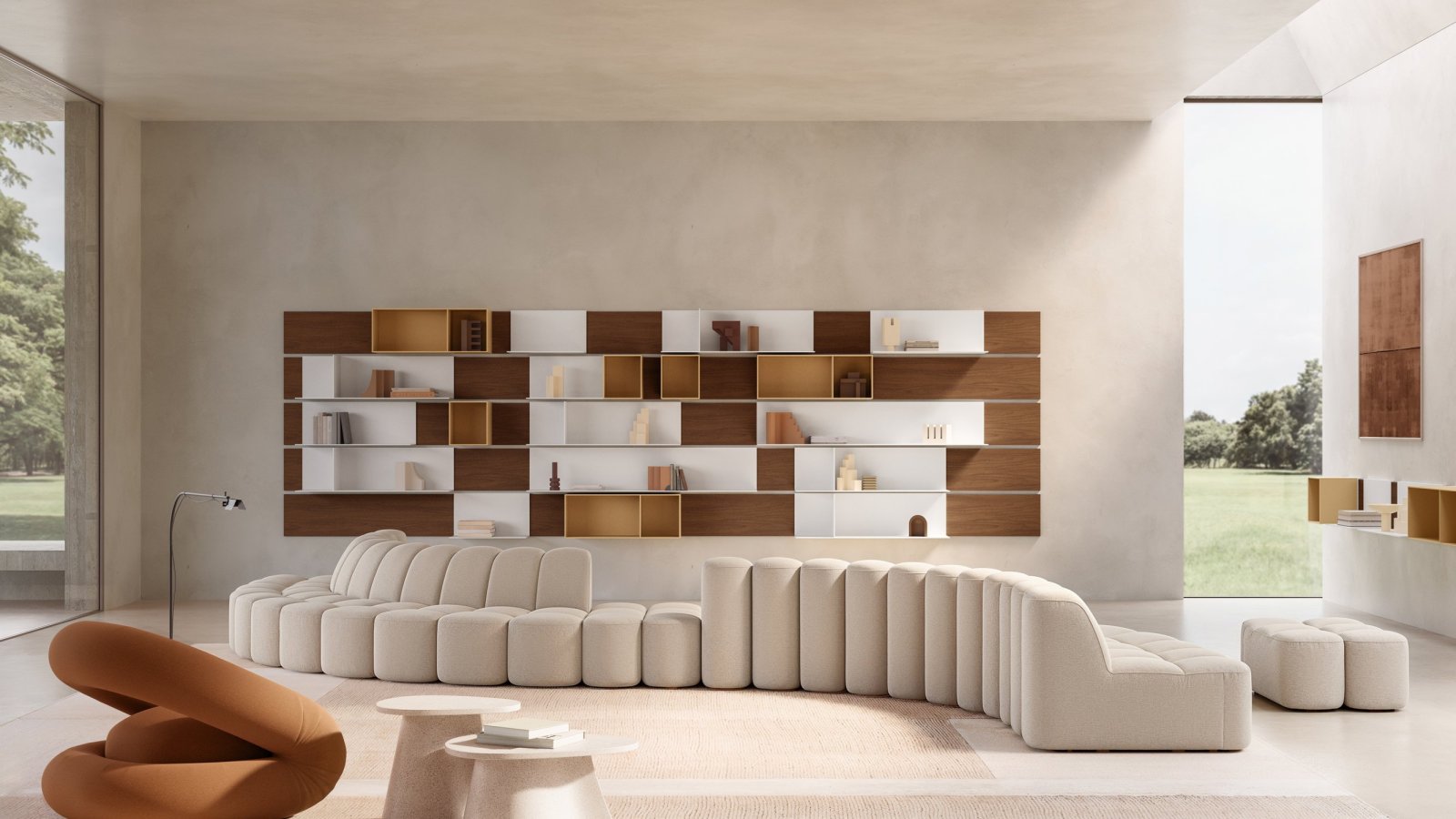 受付に置かれた mdf italia の Array 待合ソファ