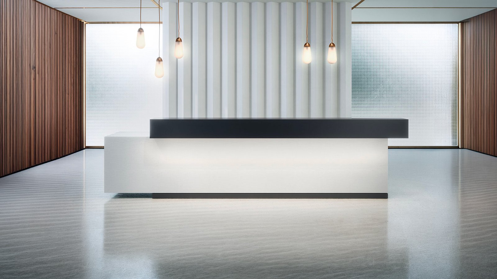 Archiutti 受付カウンター Toki、上部ユニット内の塗装スチール製ニッチ