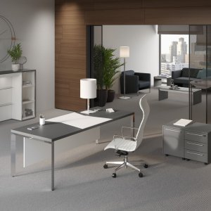Codutti Attiva、レザー巻きコニカル脚に白い塗装ガラス天板