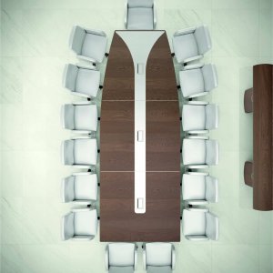 tabacco アッシュの扉と革の縦枠を持つ iSixty キャビネット