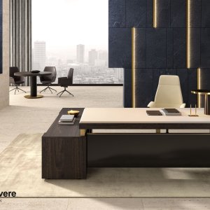 Della Rovere のモダンなエグゼクティブデスク I Rovereschi、スモークウォールナットの Bellagio
