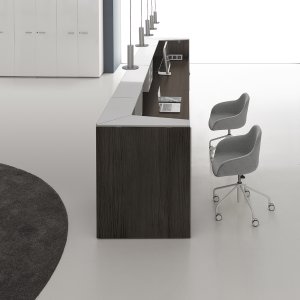 受付カウンター Quboの2方向90°コーナーモジュール