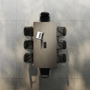 ダークポプラ仕上げのEliteデスク、構造キャビネットと黒い幕板