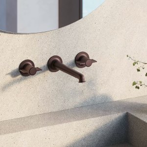 Fantini Floraの洗面用3穴混合栓、翼一枚のハンドル、Chrome