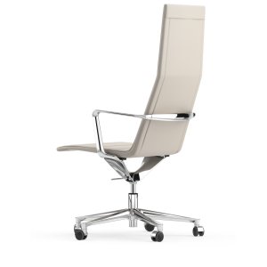 ファブリックとレザーのValea Chairを並べたショールーム