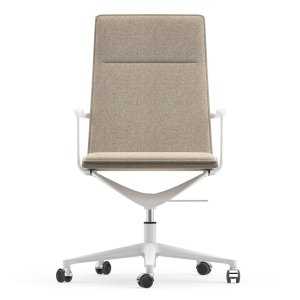 シルクグレーのファブリックを張ったハイバックのValea Chair
