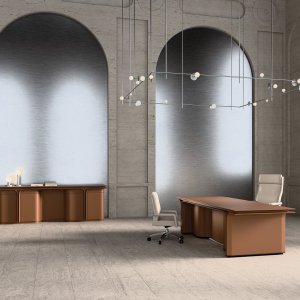 スチール脚と革張りフレームの会議テーブル Jazz Louis