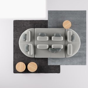 フリー背もたれを載せた Node+ の座面モジュール