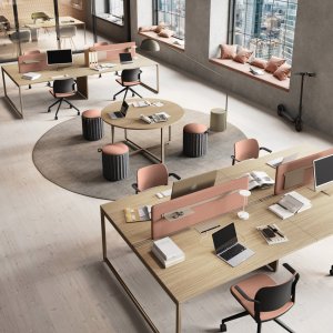 ホワイト天板とマットブラック角型脚の単体Sigmaオペレーティブデスク