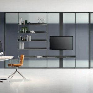 枠のラインが揃う Simple Bold のガラス扉