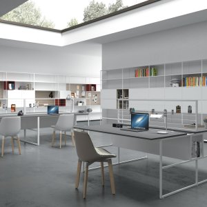 マット Fenix 天板の 20.Venti 単独デスク、MDF Italia