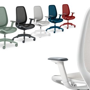 セージグリーンの se:air Sedus 側面、4D アームレストと同色のベース