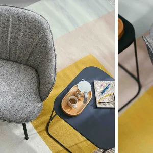 リフレッシュルームに置かれた幅 1,600 mm の背なしベンチ se:café bench