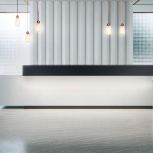 Archiutti 受付カウンター Toki、上部ユニット内の塗装スチール製ニッチ